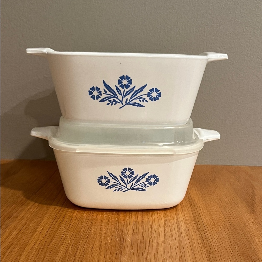 Vintage Corningware Blue Cornflower P-43-B Lot of Two